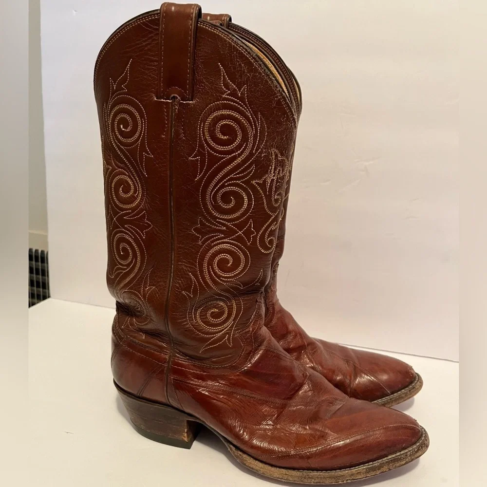 Men's Brown Style 08207 Leather Justin Cowboy Boots Sz 8.5 D